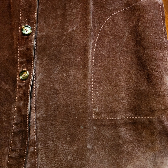 VTG FOX RUN Burgundy Brown Suede Leather Button Down Shirt Jacket - Picture 15 of 15